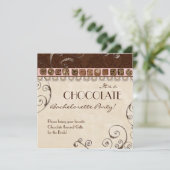 Chocolate Damask Swirl Batchelorette Party Invite Kaart (Staand voorkant)
