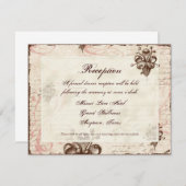 Chocolate Damask Swirl Wedding Response RSVP-kaart Informatiekaartje (Voorkant / Achterkant)