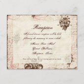 Chocolate Damask Swirl Wedding Response RSVP-kaart Informatiekaartje (Voorkant)