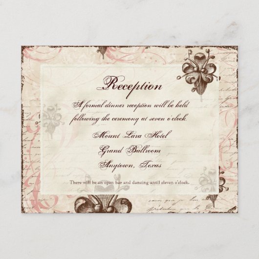 Chocolate Damask Swirl Wedding Response RSVP-kaart Informatiekaartje (Voorkant)