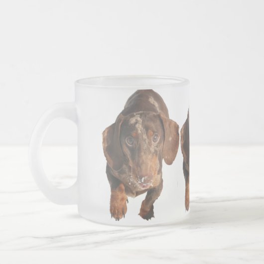Chocolate Dapple Dachshund Frosted Mok (Links)