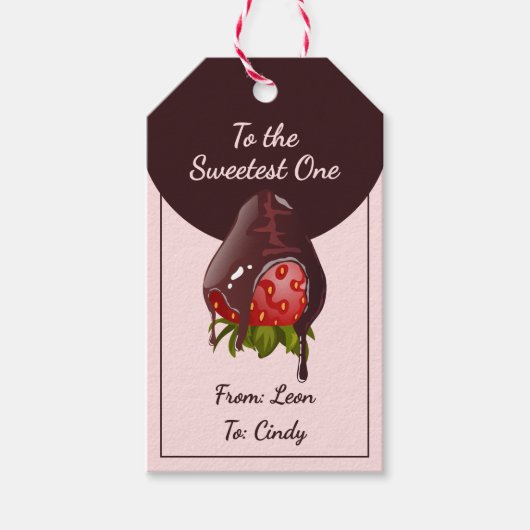 Chocolate Dip Strawberry To the Sweetest One Pink Cadeaulabel (Voorkant)