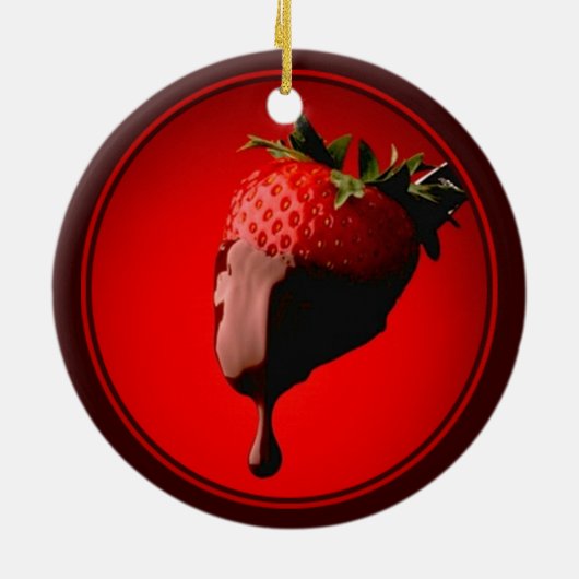 Chocolate Dipped aardbei Keramisch Ornament (Achterkant)