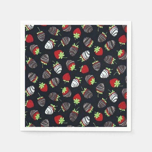Chocolate Dipped aardbeien Pattern Napkins Servet (Voorkant)