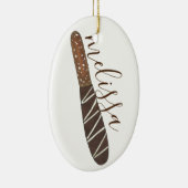 Chocolate Dipped Pretzel Rod Chocolatier Bakery Keramisch Ornament (Rechts)