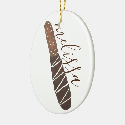 Chocolate Dipped Pretzel Rod Chocolatier Bakery Keramisch Ornament (Links)