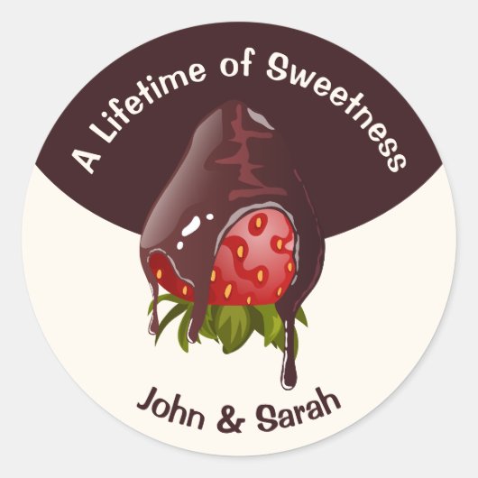 Chocolate Dipped Strawberry Lifetime of Sweetness Ronde Sticker (Voorkant)