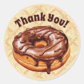 Chocolate Donut Bedankje sticker, chocolade Ronde Sticker (Voorkant)