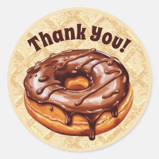 Chocolate Donut Dank je sticker, chocolade Ronde Sticker (Voorkant)