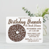 Chocolate Donut Doughnut Birthday Party Brunch Kaart (Staand voorkant)