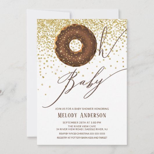 Chocolate Donut Oh Baby Neutraal Baby shower Kaart (Voorkant)