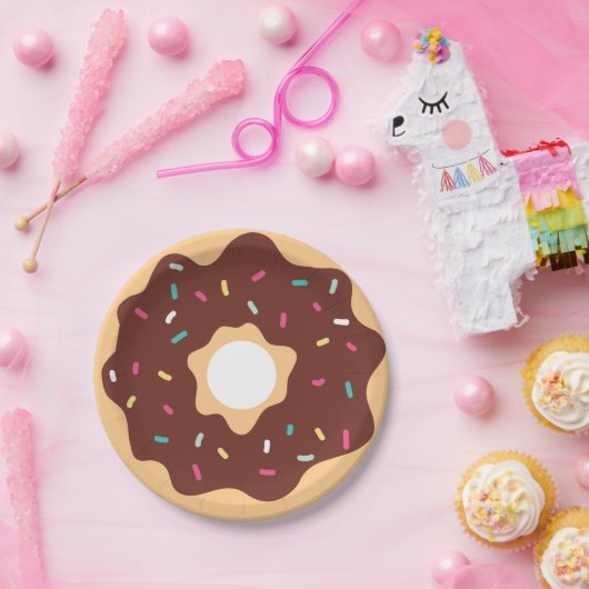 Chocolate Donut Papieren Bordje (Feest)
