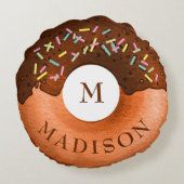 Chocolate Donut Rond Kussen (Achterkant)
