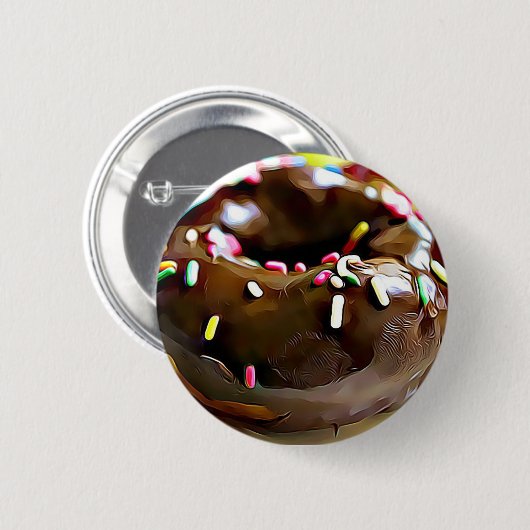 Chocolate Donut with Sprinkles Refrigerator Magnet Ronde Button 5,7 Cm (Voorkant /achterkant)