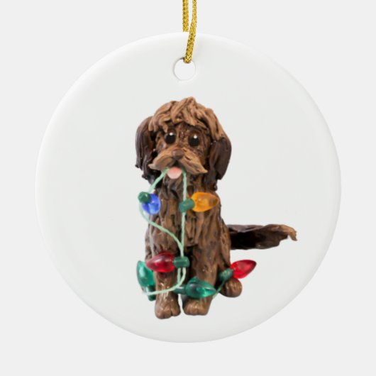 Chocolate Doodle Dog Ornament (Voorkant)