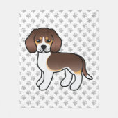 Chocolate driekleurige Beagle Cartoonhond en poten Fleece Deken (Voorkant)