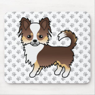 Chocolate Driekleurige Langharige Chihuahua Hond & Muismat