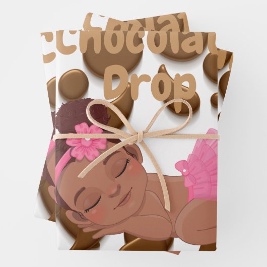 Chocolate Drop Baby shower Inpakpapier Vel (In situ)