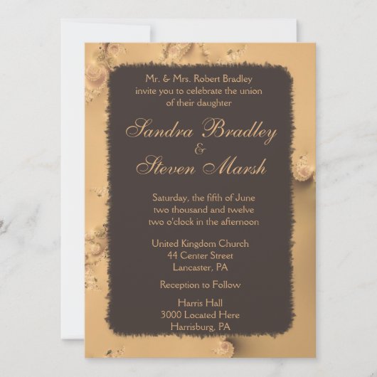 Chocolate Elegance Wedding Invitation Kaart (Voorkant)