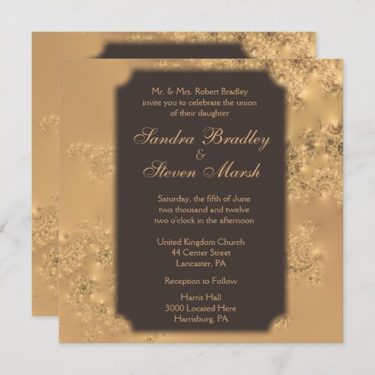 Chocolate Elegance Wedding Invitations Kaart (Voorkant / Achterkant)