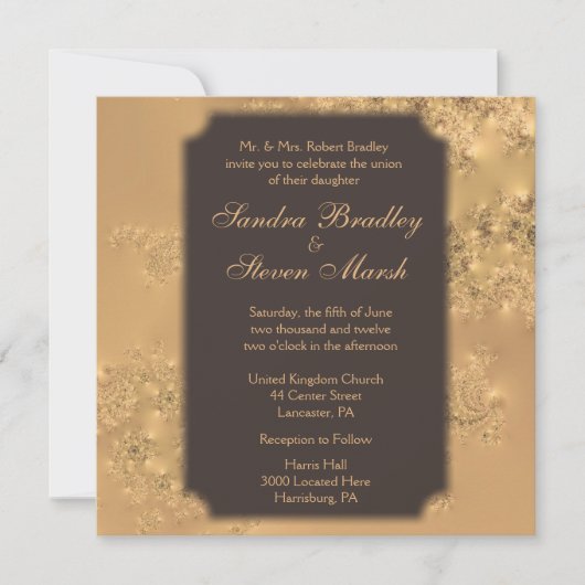 Chocolate Elegance Wedding Invitations Kaart (Voorkant)