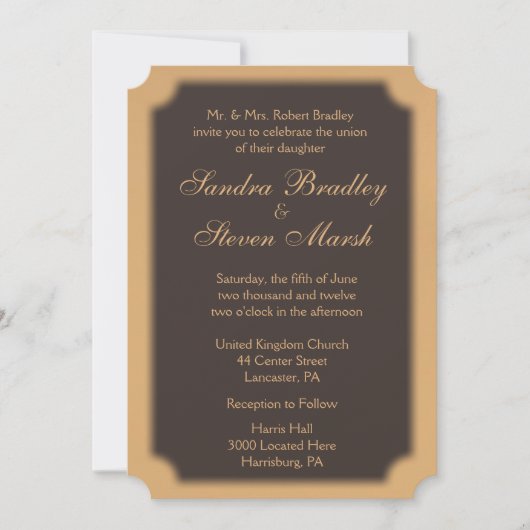 Chocolate Elegance Wedding Invitations Kaart (Voorkant)