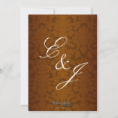 Chocolate Foil Damask Wedding Invitation Kaart (Achterkant)