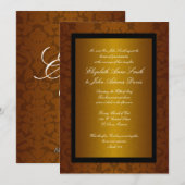 Chocolate Foil Damask Wedding Invitation Kaart (Voorkant / Achterkant)