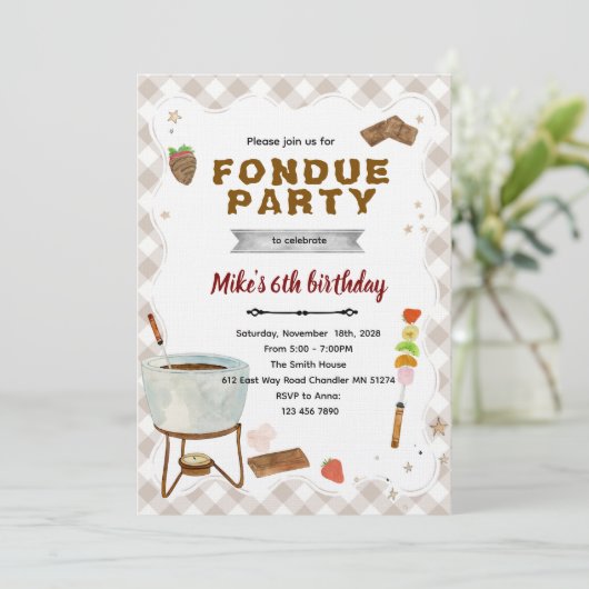 Chocolate Fondue Invitation Kaart (Staand voorkant)