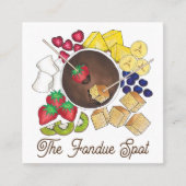 Chocolate Fondue Pot Dessert Food Restaurant Vierkante Visitekaartje (Voorkant)