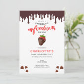 Chocolate Fondue Strawberry Hearts Valentijn Kaart (Staand voorkant)