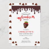 Chocolate Fondue Strawberry Hearts Valentijn Kaart (Voorkant / Achterkant)