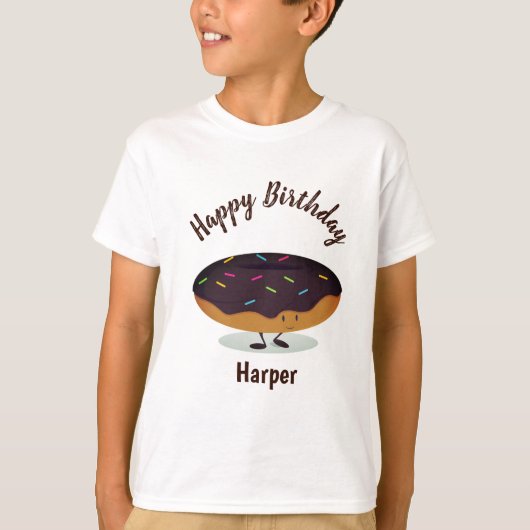 Chocolate Frosted Birthday Donut | Kind T-Shirt (Voorkant)