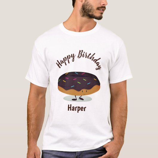 Chocolate Frosted Birthday Donut | Mannen T-Shirt (Voorkant)