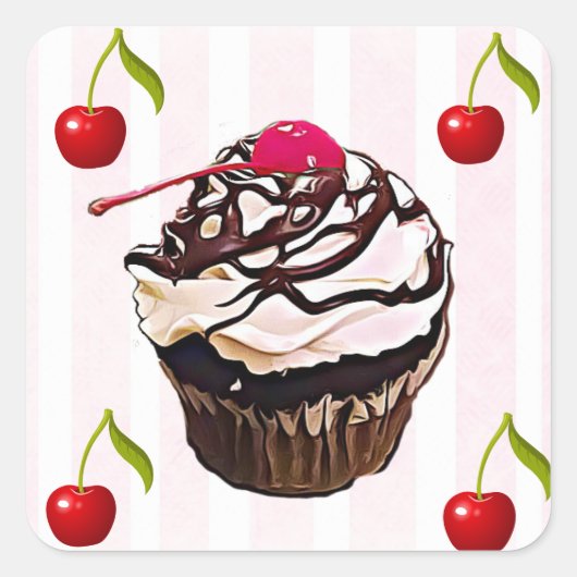 Chocolate Frosted Cupcake en Stickers van kersen (Voorkant)