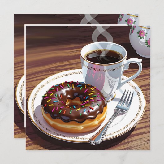Chocolate Frosted Donut and Coffee  (Voorkant / Achterkant)