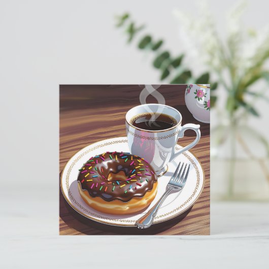 Chocolate Frosted Donut and Coffee  (Staand voorkant)