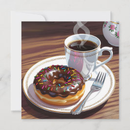 Chocolate Frosted Donut and Coffee 
