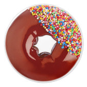 Chocolate Frosted Donut Keramische Knop (Voorkant)
