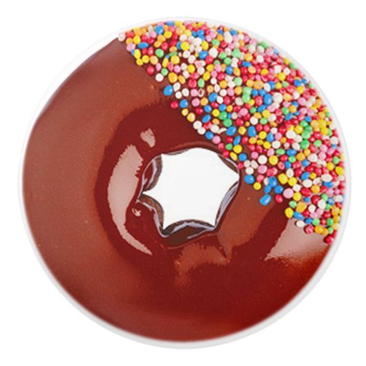 Chocolate Frosted Donut Keramische Knop (Voorkant)