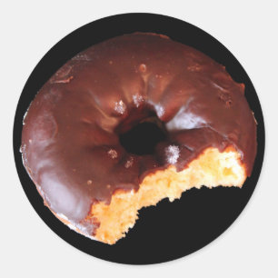 Chocolate Frosted Yellow Donut Foto Ronde Sticker