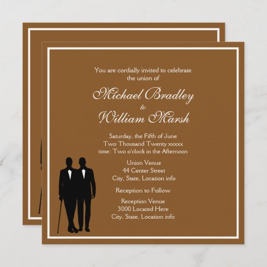 Chocolate Gay Wedding Invitation Kaart (Voorkant / Achterkant)