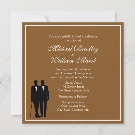 Chocolate Gay Wedding Invitation Kaart (Voorkant)