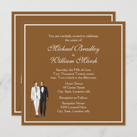 Chocolate Gay Wedding Invitation Kaart (Voorkant / Achterkant)