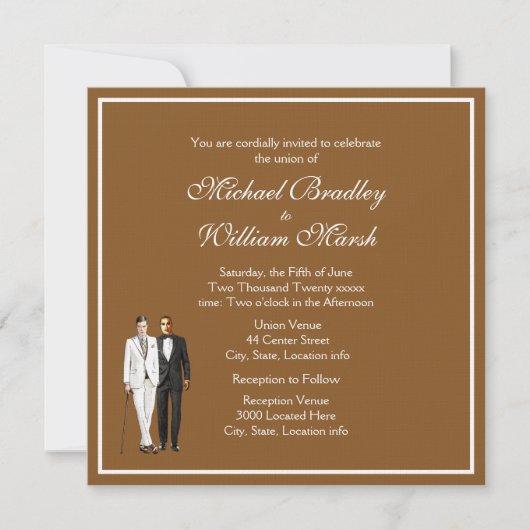 Chocolate Gay Wedding Invitation Kaart (Voorkant)