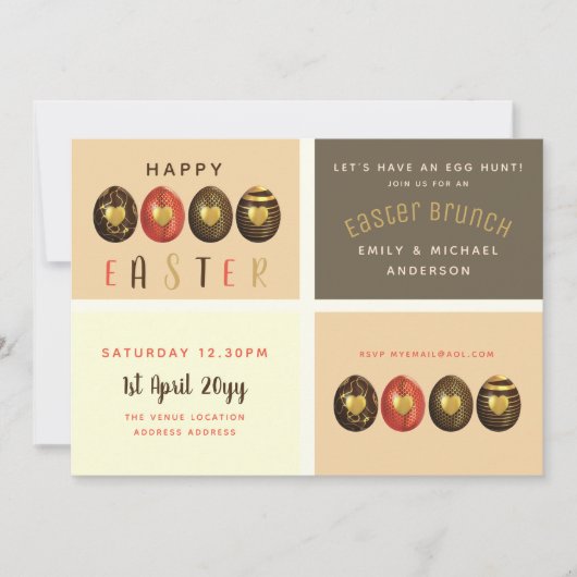 Chocolate Gold Bronze Easter Brunch Egg Hunt Kaart (Voorkant)