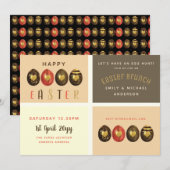 Chocolate Gold Bronze Easter Brunch Egg Hunt Kaart (Voorkant / Achterkant)