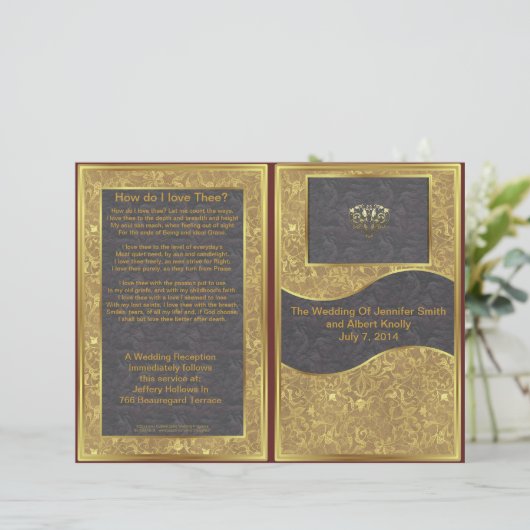 Chocolate Gold Deluxe Wedding Programme (Staand voorkant)