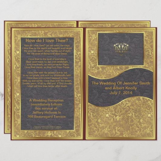 Chocolate Gold Deluxe Wedding Programme (Voorkant / Achterkant)