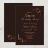 Chocolate Gold Floral verrassingsfeest 50e verjaar Kaart (Voorkant / Achterkant)